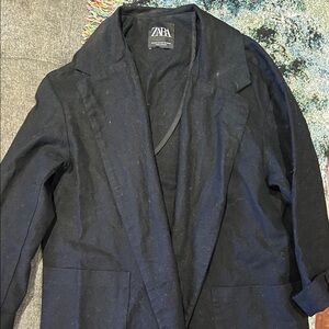 Zara Black Men's Open Trench Coat